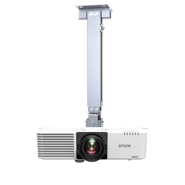 Projector Epson EB-L730U branco montado num suporte de tecto.