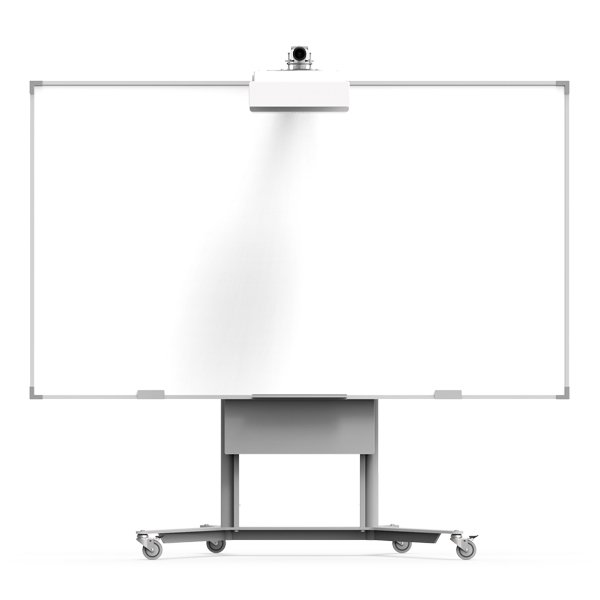 Netboard New Basic M&oacute;vel com quadro branco, projetor superior e suporte com rodas.