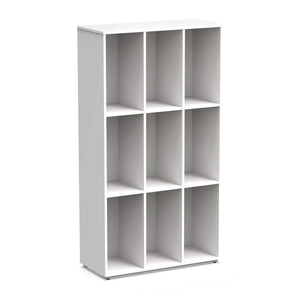 Cacifo Atlantic aberto, branco, com nove compartimentos dispostos em três filas e três colunas.