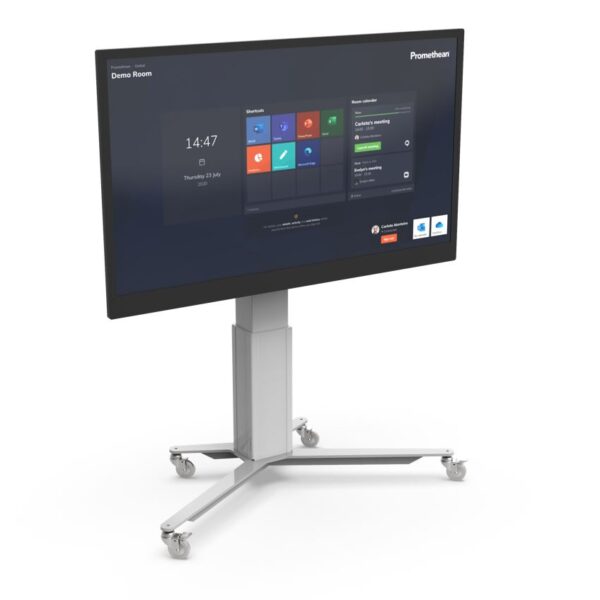 Netboard Flow LED com ecrã Promethean sobre coluna central e base com rodas.