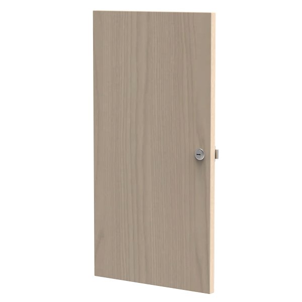 Porta de madeira clara para Módulo Flex, com puxador metálico.