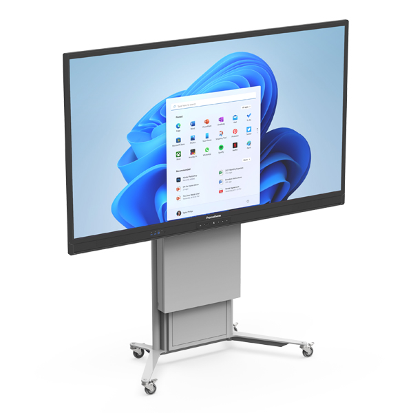 Netboard Easy LED M&oacute;vel com ecr&atilde; Promethean sobre suporte com rodas.