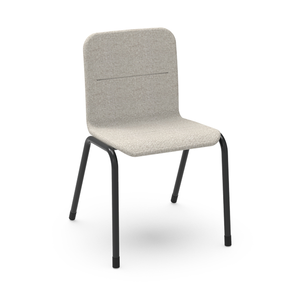 Cadeira Smooth SBase estofada em cinzento-claro com pernas metálicas pretas.