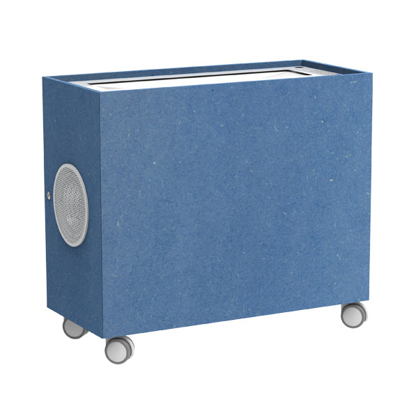 Netboard Portable 360 azul, com estrutura retangular e base com rodas.