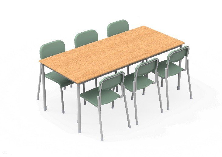 Cadeira Mais +
Mesa Q3 em termolaminado