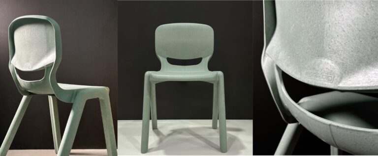 Cadeiras que fazem parte do Born Recycled: Transforma resíduos em oportunidades.