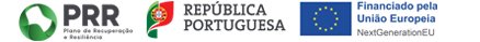 Logótipos PRR, República Portuguesa e União Europeia.